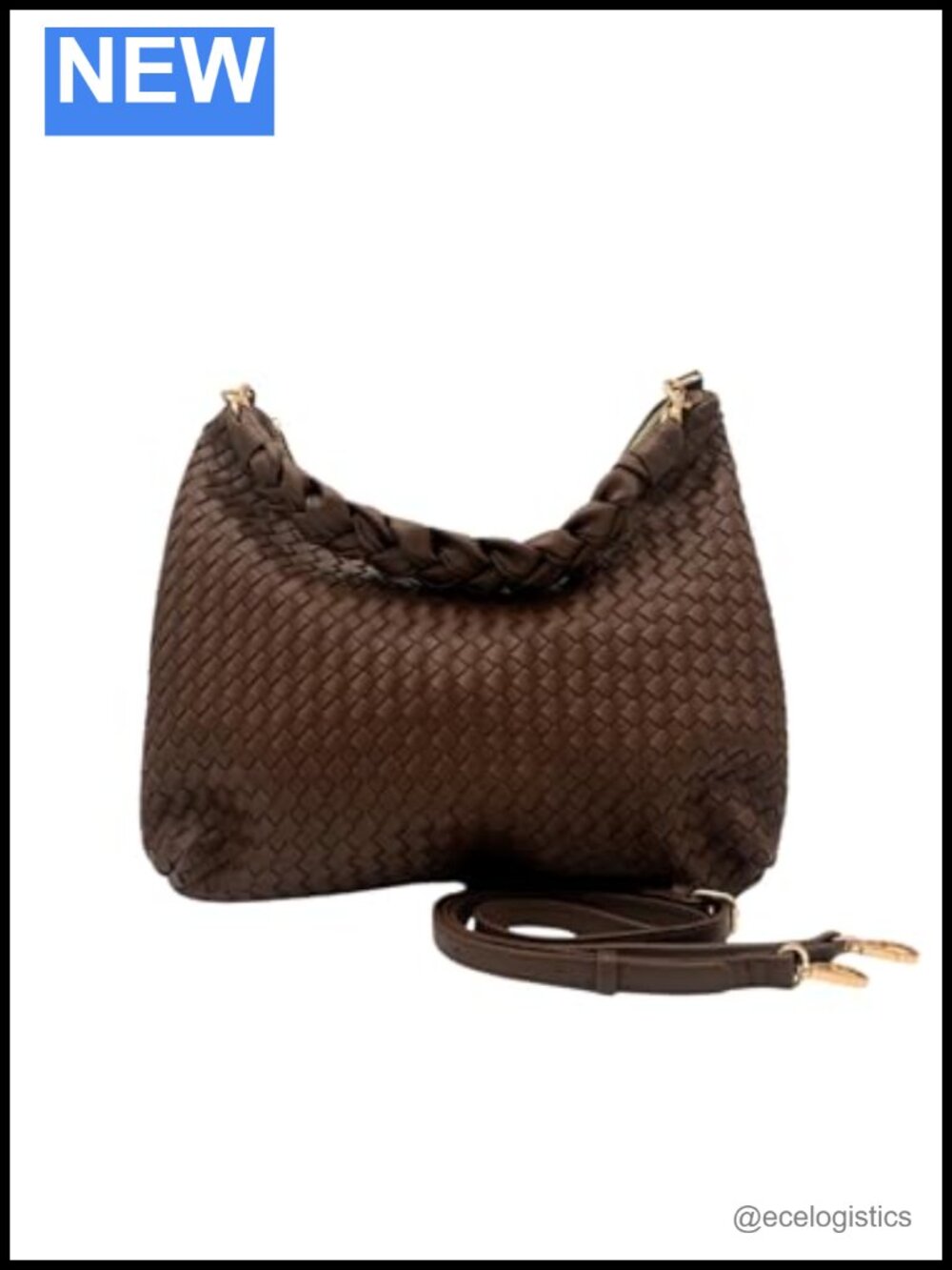 Woven Vegan Leather Slouchy Hobo Shoulder Bag Crossbody Removable Strap